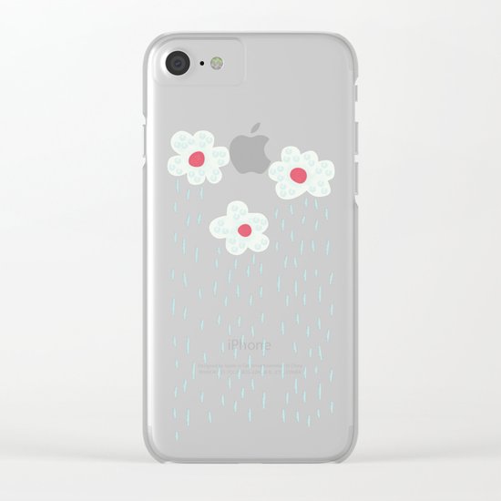 Rainy Flowery Clouds Clear iPhone Case
