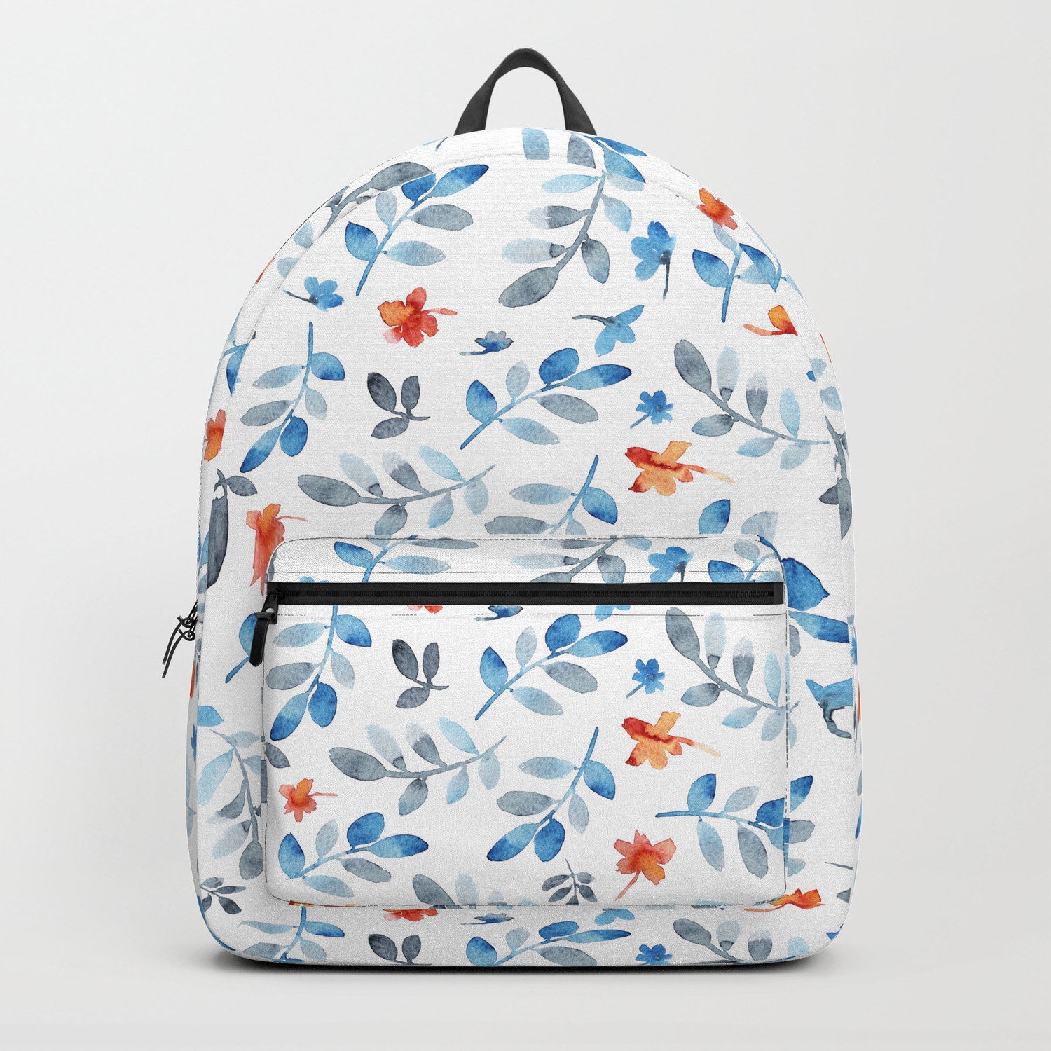 blue floral backpack