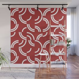 White curves on red background Wall Mural