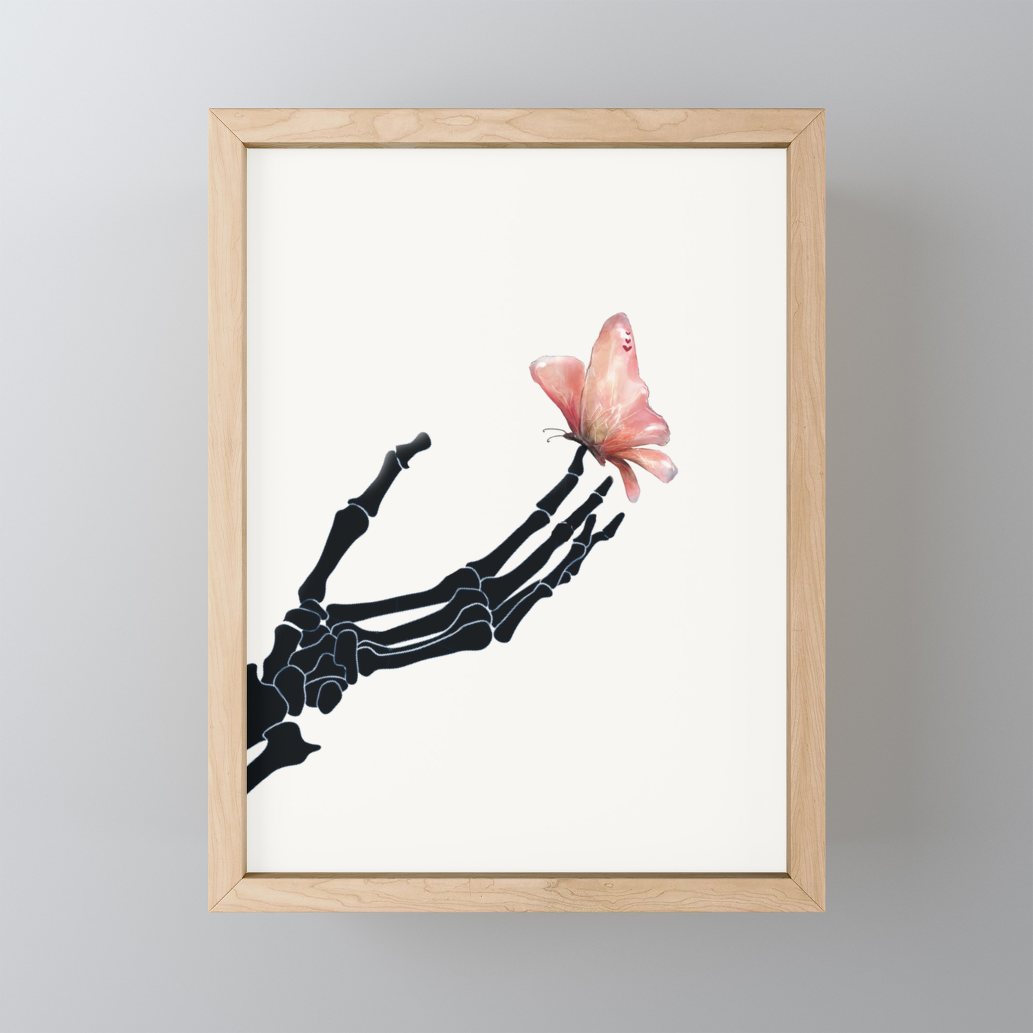 Butterfly On Skeleton Hand Framed Mini Art Print By Nadja1 Society6