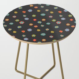 Small Flowers Doodles Pattern (Dark BG) Side Table