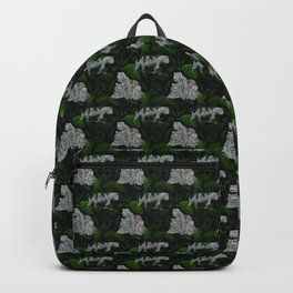 seamless pattern of white tigers in tropical vegetation Backpack