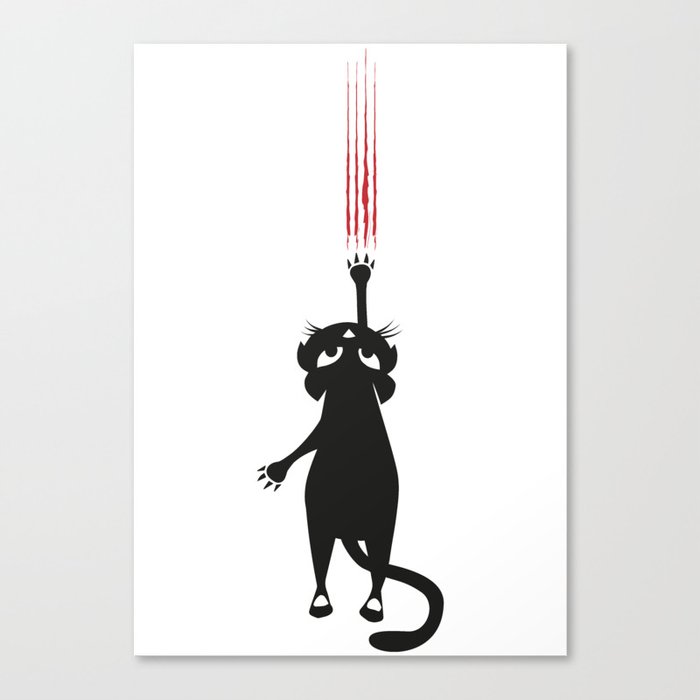 Falling cat with scratches Canvas Print