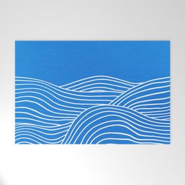 French Blue Ocean Waves Welcome Mat