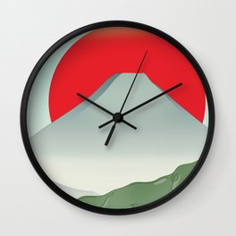 Japan mountain vintage style travel poster Wall Clock