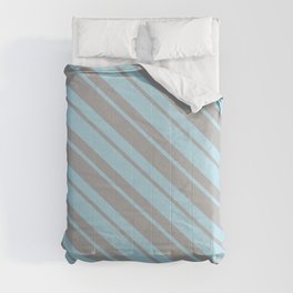 [ Thumbnail: Dark Grey & Light Blue Colored Pattern of Stripes Comforter ]