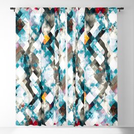 geometric pixel square pattern abstract background in blue yellow Blackout Curtain
