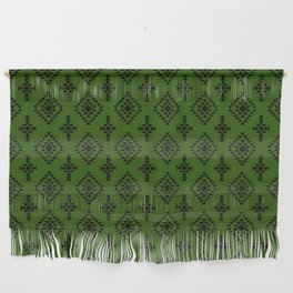 Green and Black Native American Tribal Pattern Wall Hanging