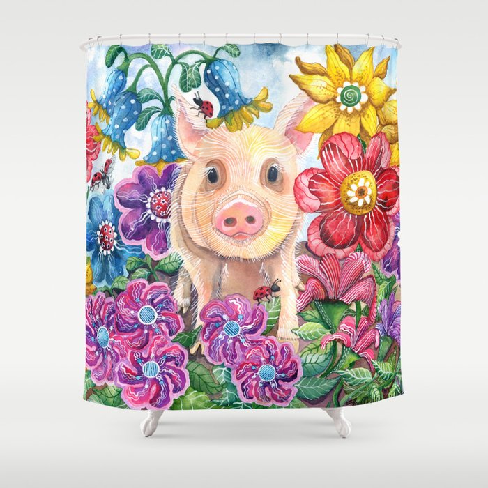 Penelope Pig Shower Curtain