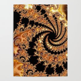 Toffee and Caramel Golden Brown Spiral Mandelbrot Set Fractal Art  Poster