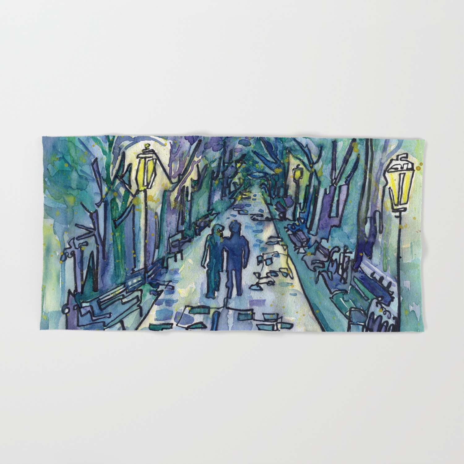 Lovers In The Park Hand Bath Towel By Femmetomorrow Society6