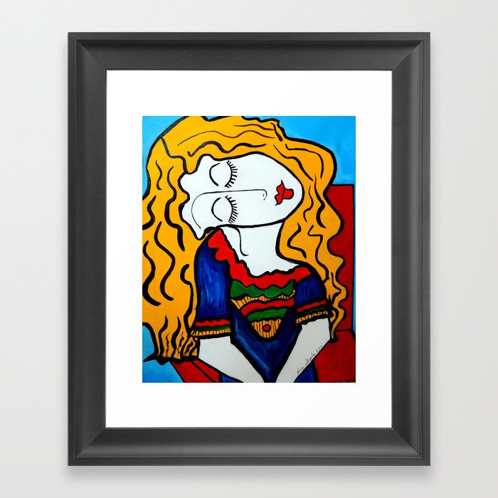 SHY GIRL   PICASSO BY NORA Framed Art Print