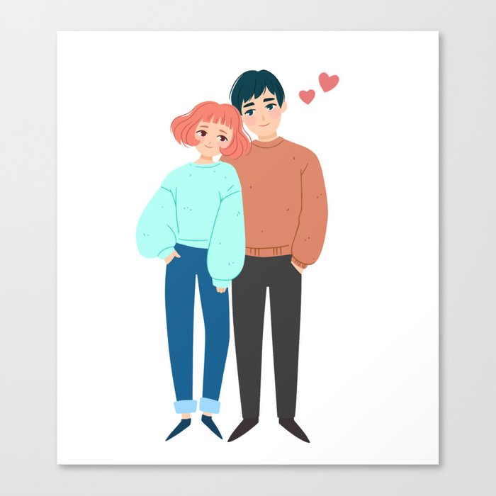 Young couple in love. Happy Valentine`s day Canvas Print