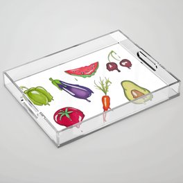 Trippy Melting Fruits and Vegetables - Hand Drawn Acrylic Tray