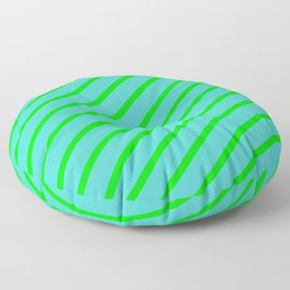 [ Thumbnail: Lime & Turquoise Colored Lines/Stripes Pattern Floor Pillow ]