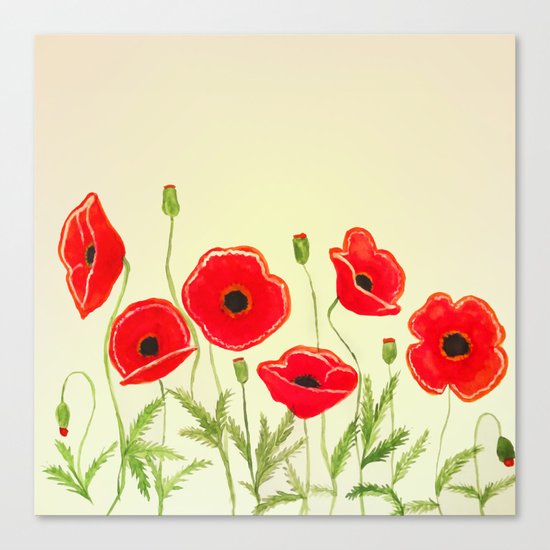 Watercolor poppies Canvas Print