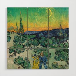 Vincent van Gogh - Moonlit Landscape with Couple Walking Wood Wall Art