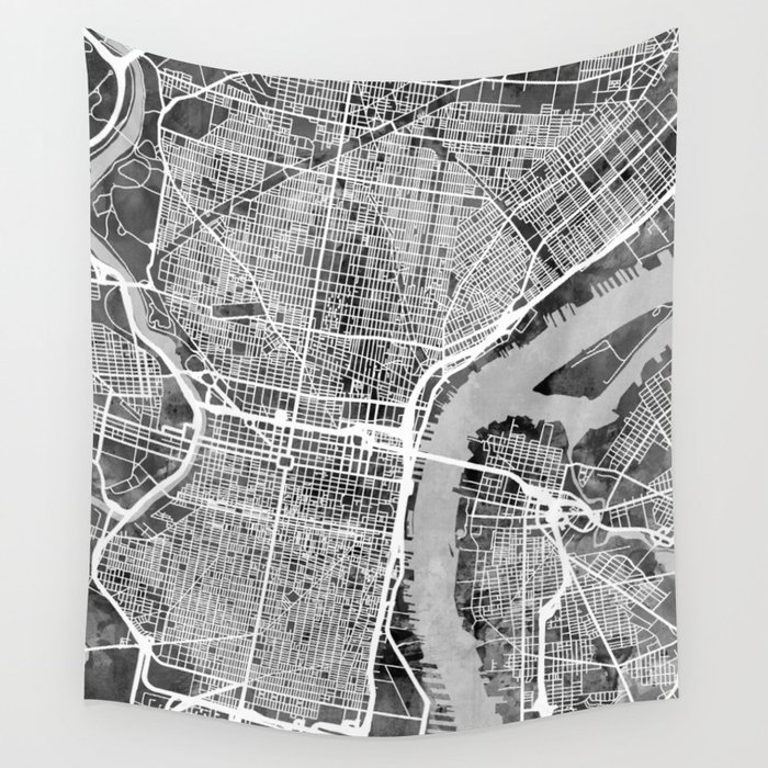 Philadelphia Pennsylvania Street Map Wall Tapestry