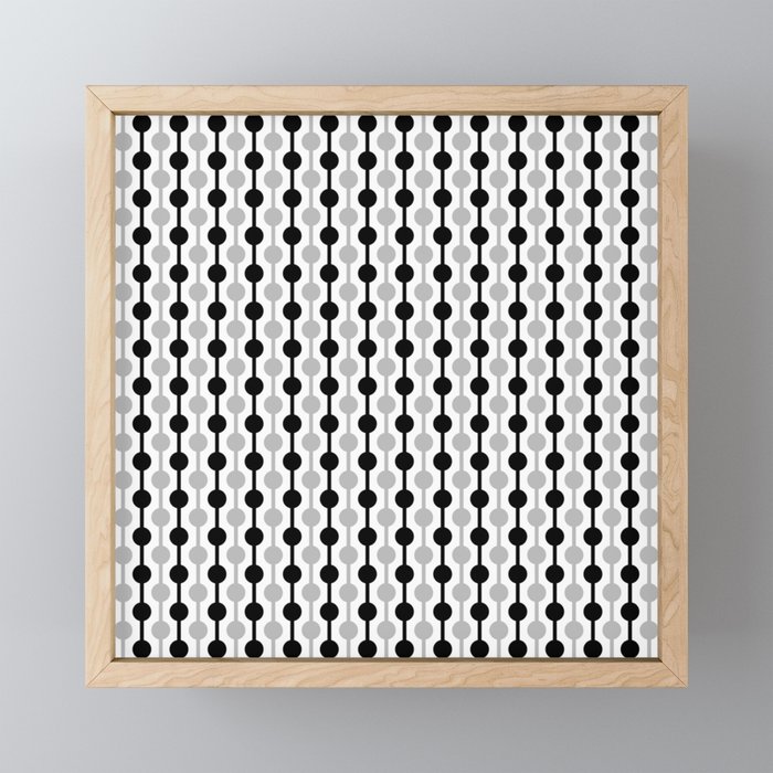 Geometric Multi Droplets Pattern - Black White Grey Framed Mini Art Print