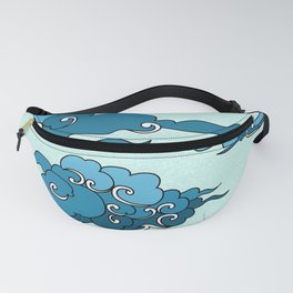 Japanese Clouds Pattern - Blue Hues Fanny Pack