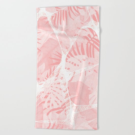 Abstract Soft Pink Tropical Design Beach Towel