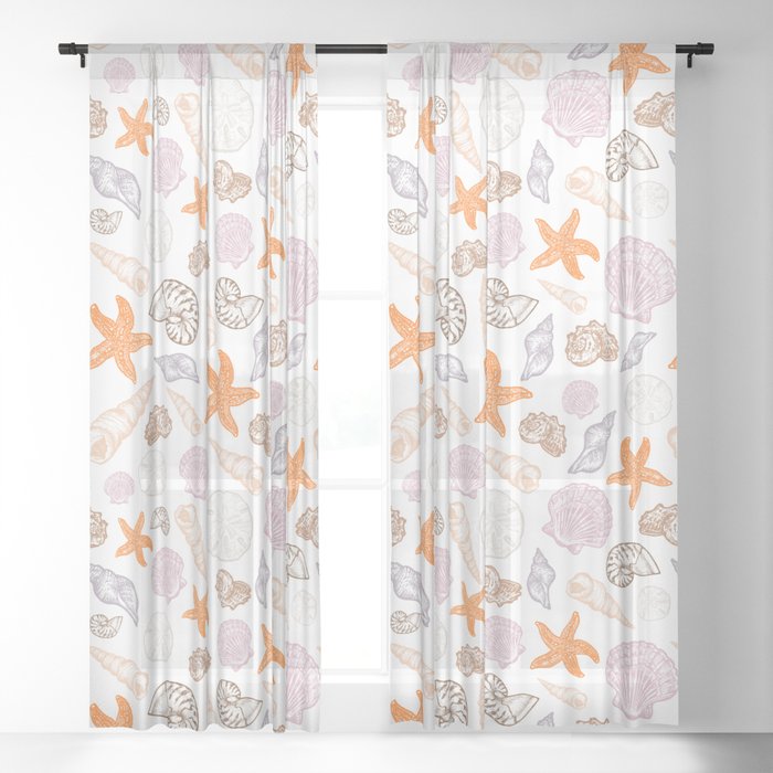 Seashell Print Sheer Curtain By Eweglein Society6