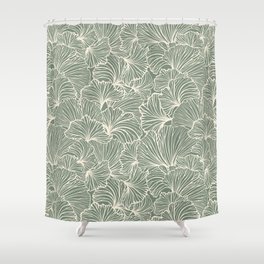 Decorative Nature Pattern, Sage Green and Ivory, Floral Prints Shower Curtain