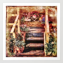 Coming Home Art Print | Potplant, Garden, Photo, Rustic, Vintage, Home, Porch, Counry, Wallarooimages, Homestead 