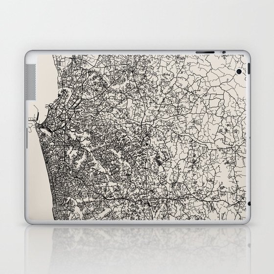Colombo, Sri Lanka - Black and White City Map Collage Laptop & iPad Skin