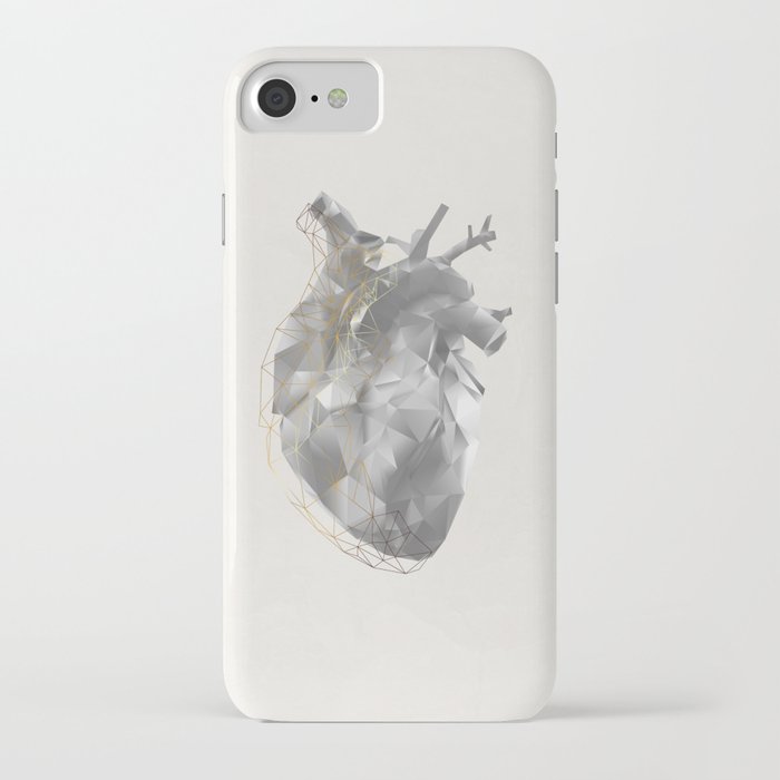 golden polygon heart iPhone Case