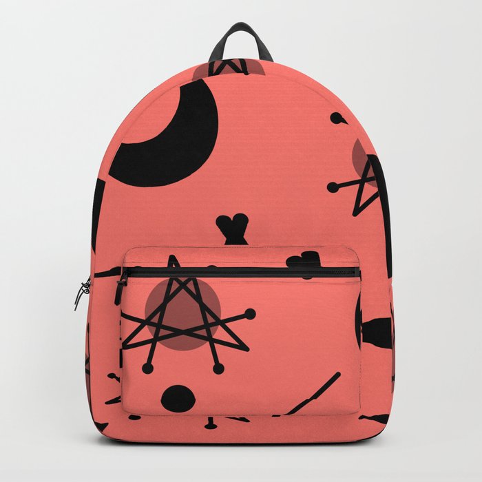 Moons & Stars Atomic Era Abstract Salmon Pink Backpack