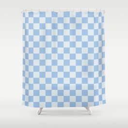 Checkerboard Mini Check Pattern in Powder Blue Shower Curtain
