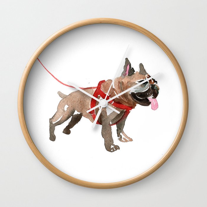 watercolor dog vol 5 french bulldog Wall Clock