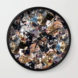Cats Face Funny Cat Collage Wall Clock