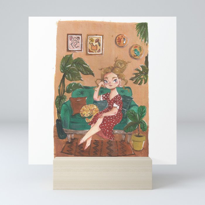 Girl at home Mini Art Print