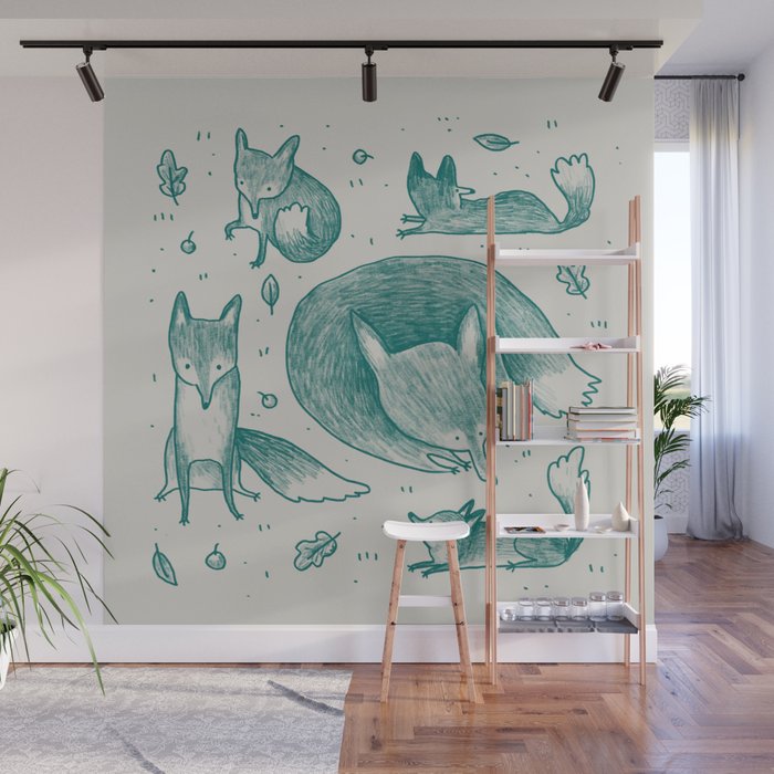 Fox Pattern Wall Mural