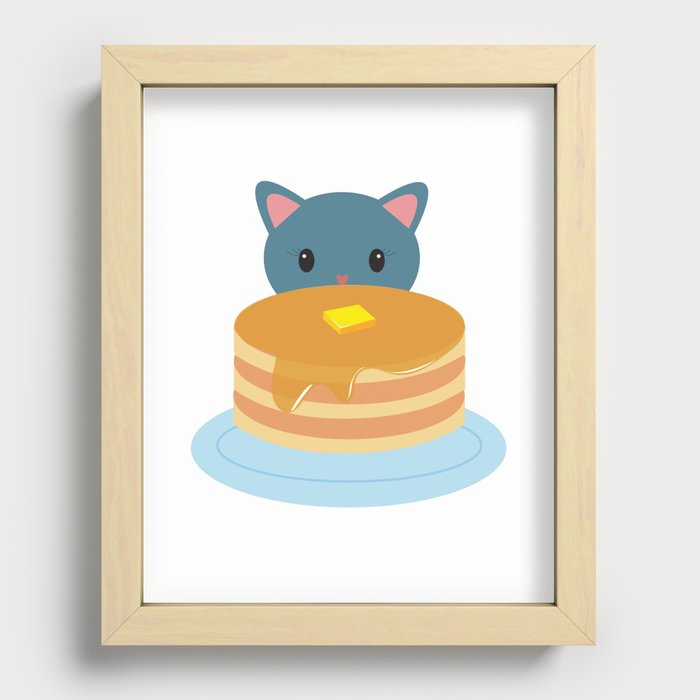 Pancake cat Recessed Framed Print