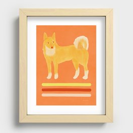 Dog and Lines - Light Orange and Orange Recessed Framed Print