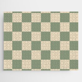 Large Checkerboard - Sage & Tan Jigsaw Puzzle