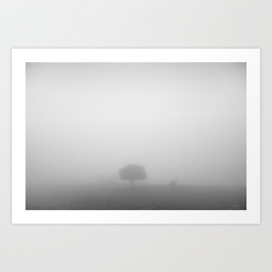 Lonely tree at the mist Art Print