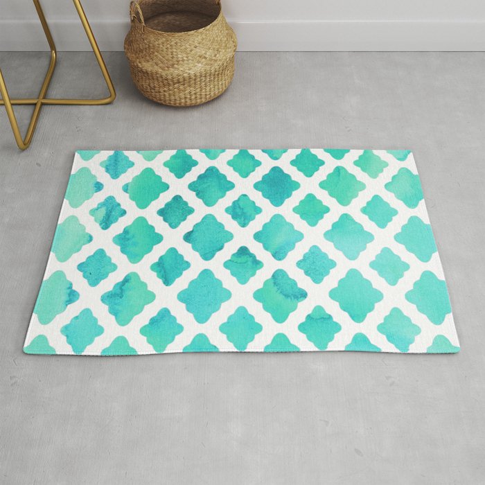 Watercolor Mint Diamonds Rug by micklyn | Society6