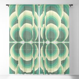 Green Abstract Circles Sheer Curtain