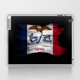 Iowa state flag brush stroke, Iowa flag background Laptop Skin