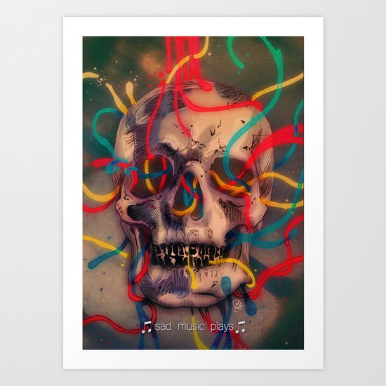 '' sad music plays '' Art Print