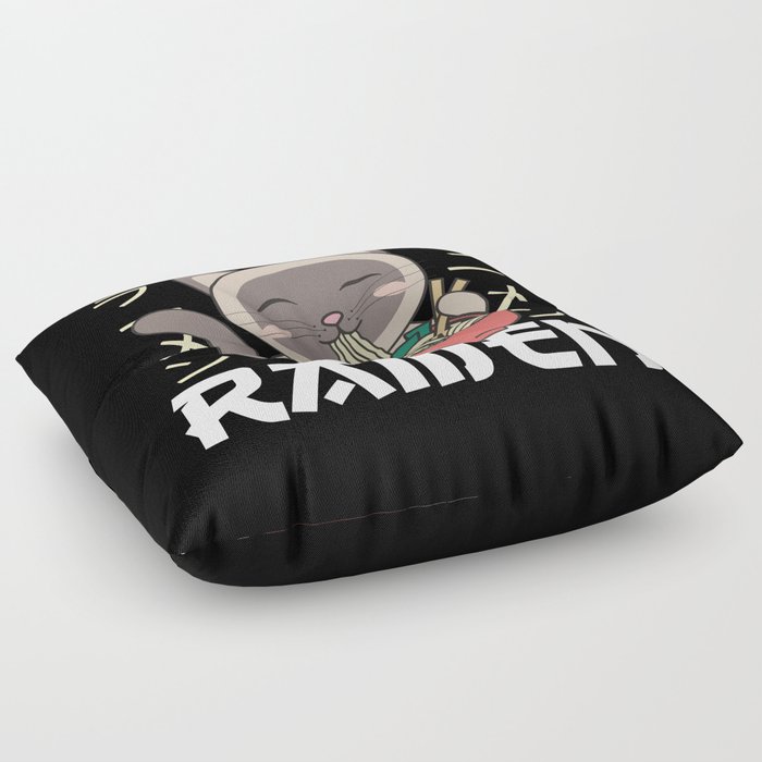 Powered By Ramen Cute Cat Eats Ramen Siamese Cat Floor Pillow