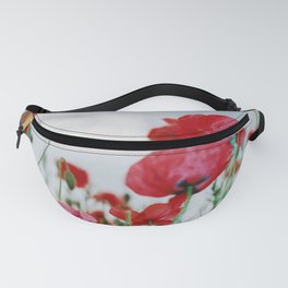 Field of Poppies Against Grey Sky Fanny Pack | Nature, Photo 