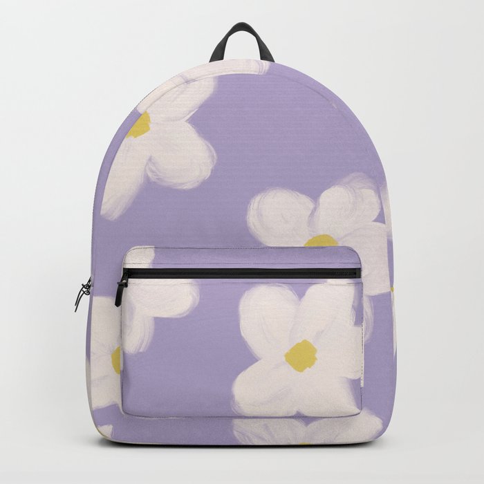 70s 60s Groovy Flowers on Lavendula Purple Backpack