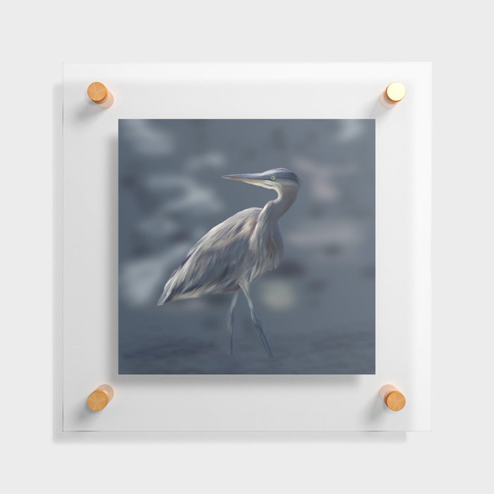 Low Tide Heron  Floating Acrylic Print
