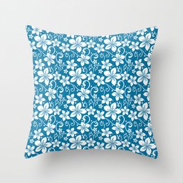 Flower Pattern - Mosaic Blue - Pantone Color Throw Pillow