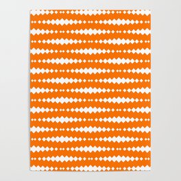 Orange and White Geometric Horizontal Striped Pattern Poster
